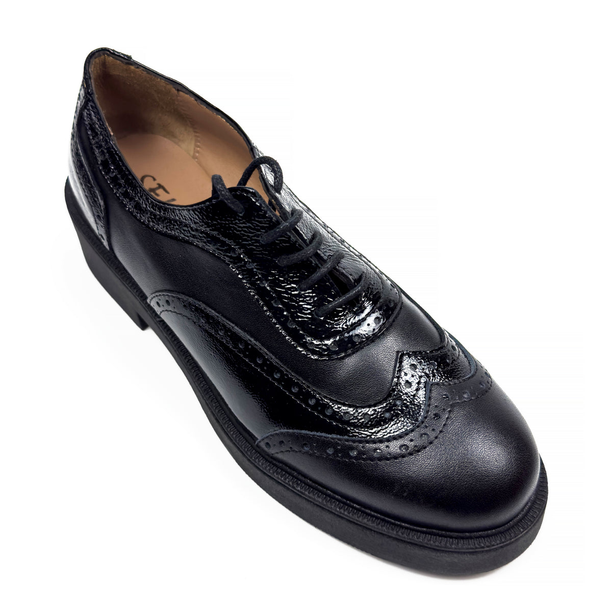 Chaussures Derbies Richelieu à Plateforme pour Femme en Vrai Cuir