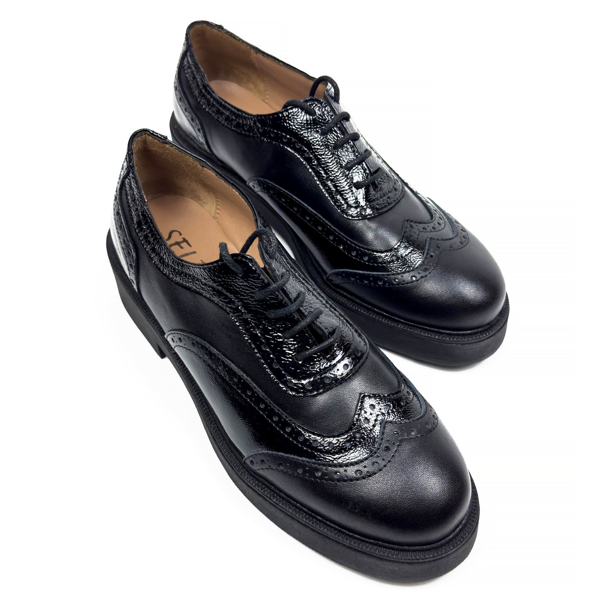 Chaussures Derbies Richelieu à Plateforme pour Femme en Vrai Cuir