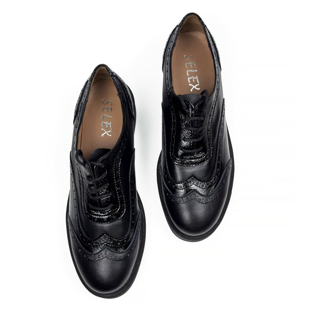 Chaussures Derbies Richelieu à Plateforme pour Femme en Vrai Cuir