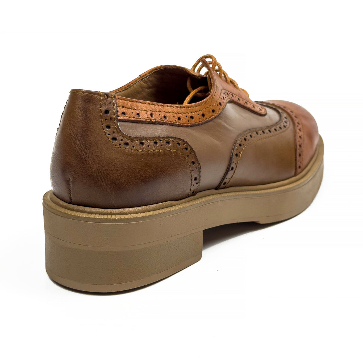 Chaussures Derbies Richelieu à Plateforme pour Femme en Vrai Cuir
