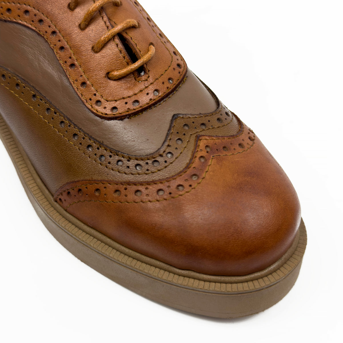 Chaussures Derbies Richelieu à Plateforme pour Femme en Vrai Cuir