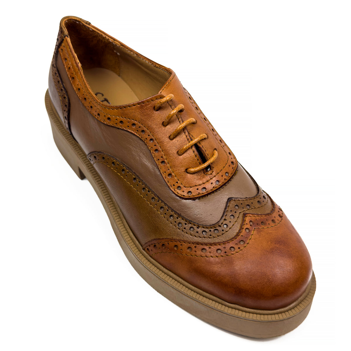 Chaussures Derbies Richelieu à Plateforme pour Femme en Vrai Cuir