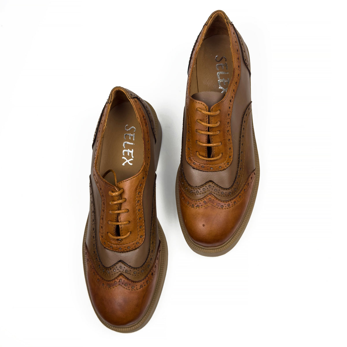 Chaussures Derbies Richelieu à Plateforme pour Femme en Vrai Cuir
