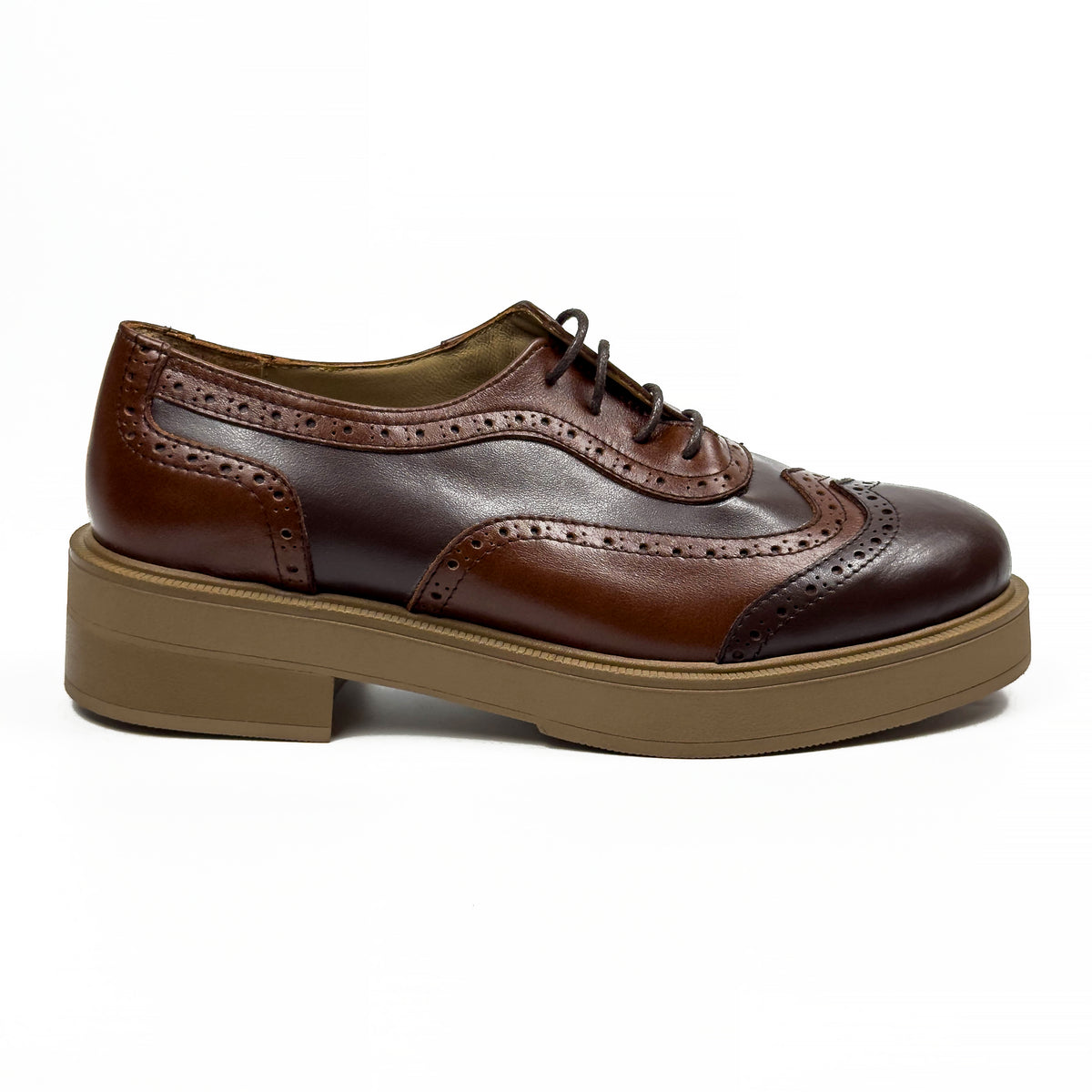 Chaussures Derbies Richelieu à Plateforme pour Femme en Vrai Cuir