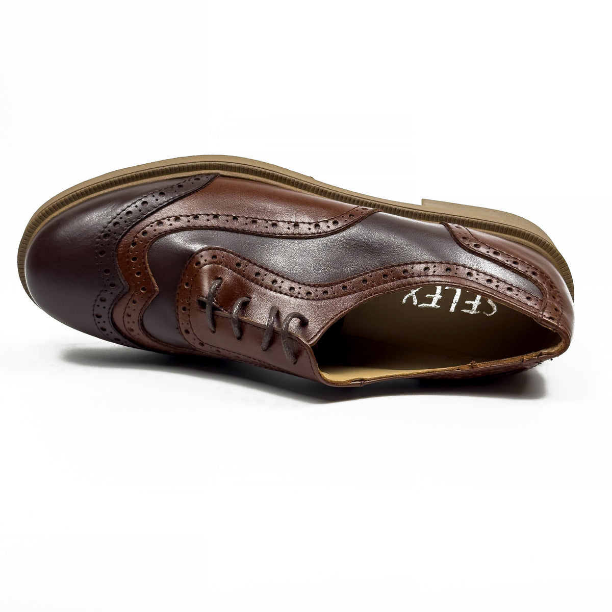 Chaussures Derbies Richelieu à Plateforme pour Femme en Vrai Cuir