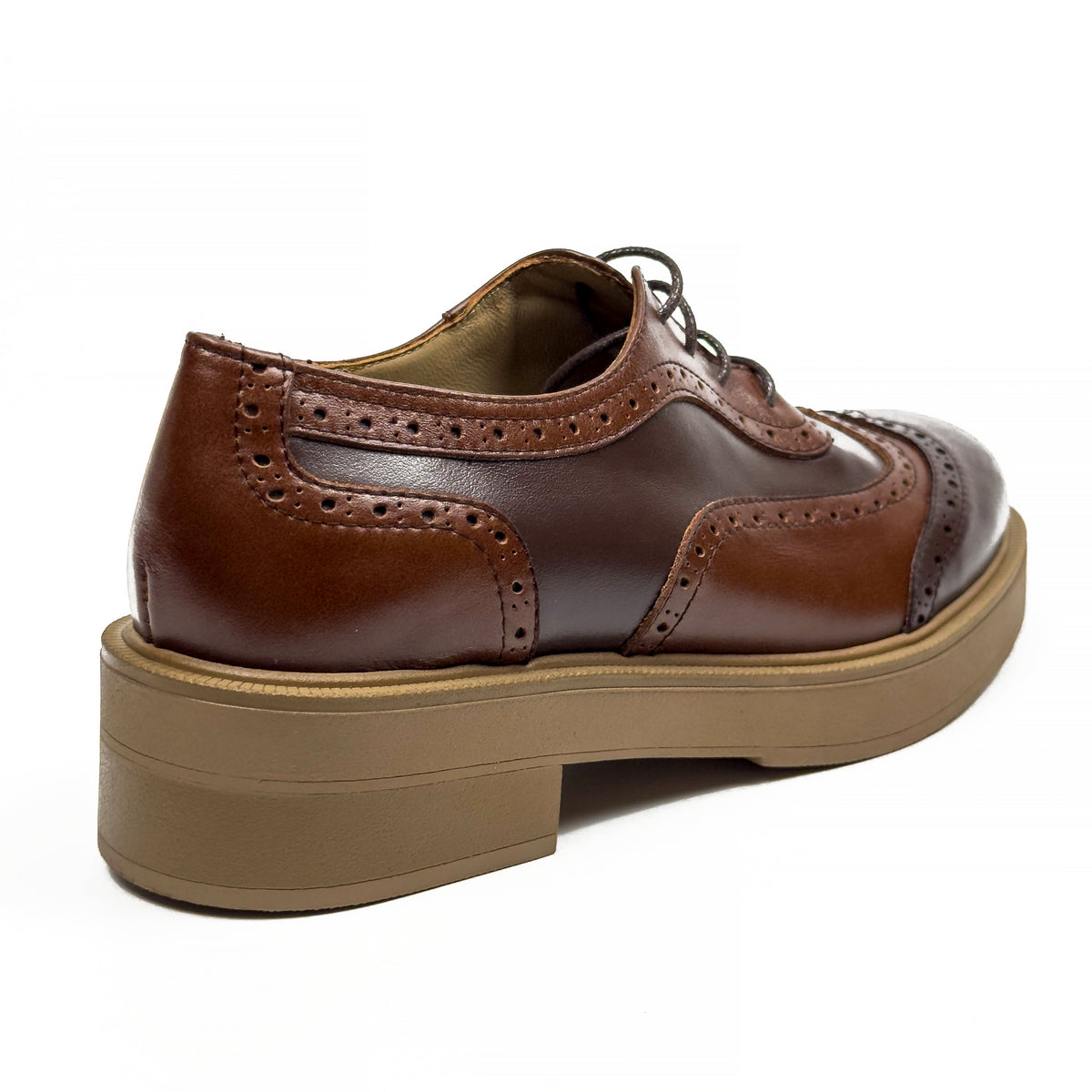 Chaussures Derbies Richelieu à Plateforme pour Femme en Vrai Cuir
