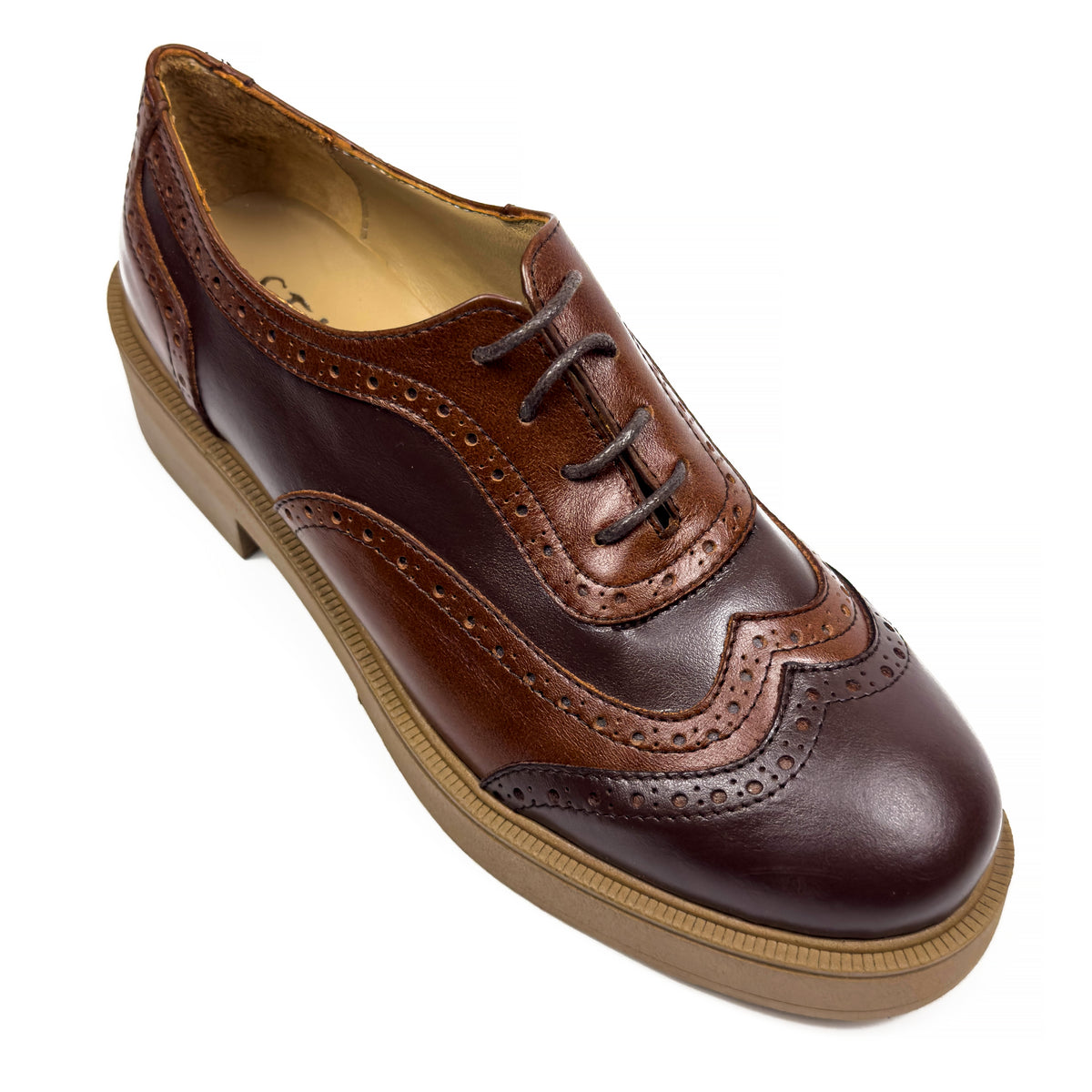 Chaussures Derbies Richelieu à Plateforme pour Femme en Vrai Cuir