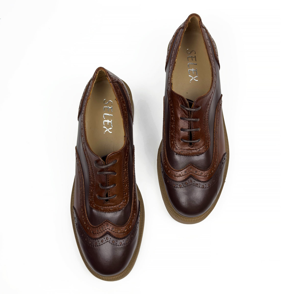 Chaussures Derbies Richelieu à Plateforme pour Femme en Vrai Cuir