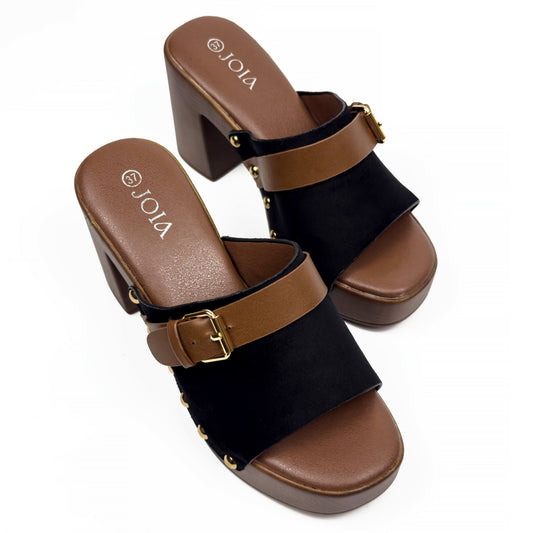 Sandales Mules à Talon Style Sabot Vintage