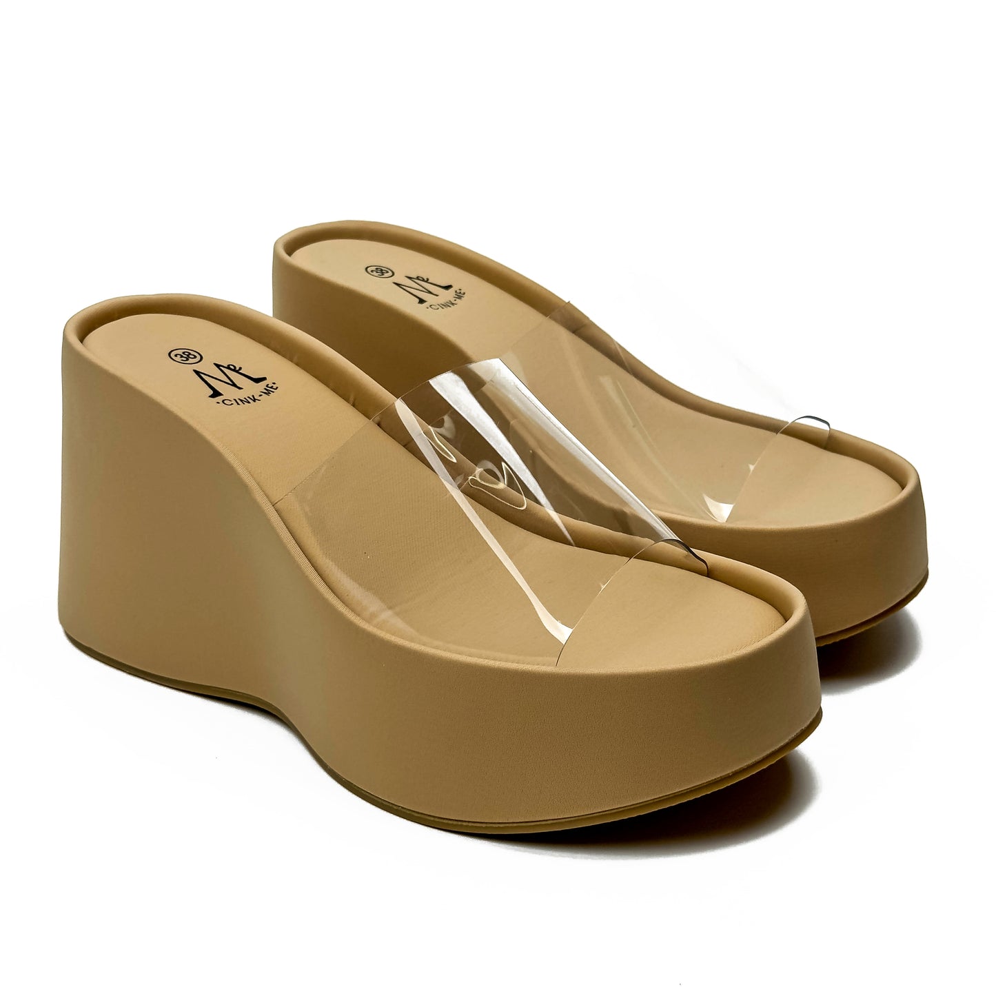 Sandales Compensées à Bride Transparente en PVC Style Y2K