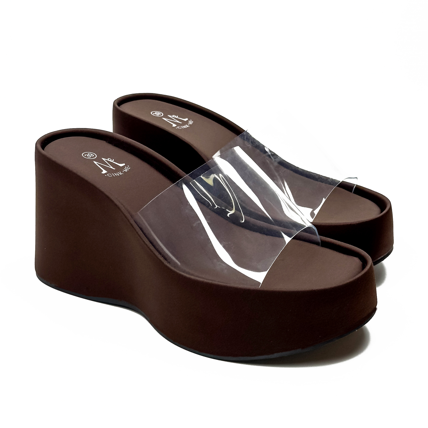 Sandales Compensées à Bride Transparente en PVC Style Y2K