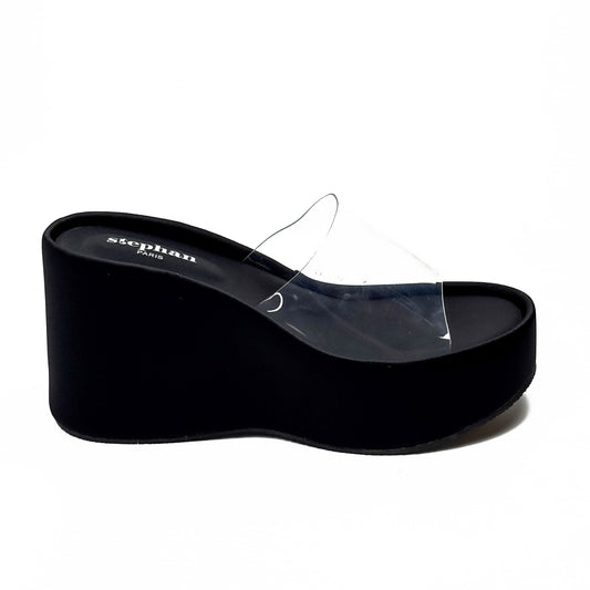 Sandales Compensées à Bride Transparente en PVC Style Y2K