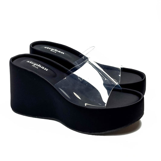 Sandales Compensées à Bride Transparente en PVC Style Y2K