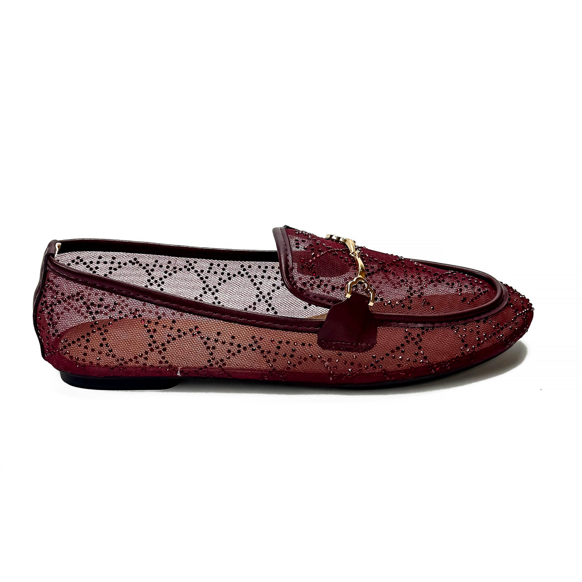 Mocassins Transparents en Mesh à Strass
