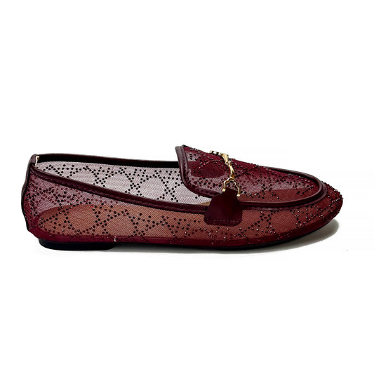 Mocassins Transparents en Mesh à Strass