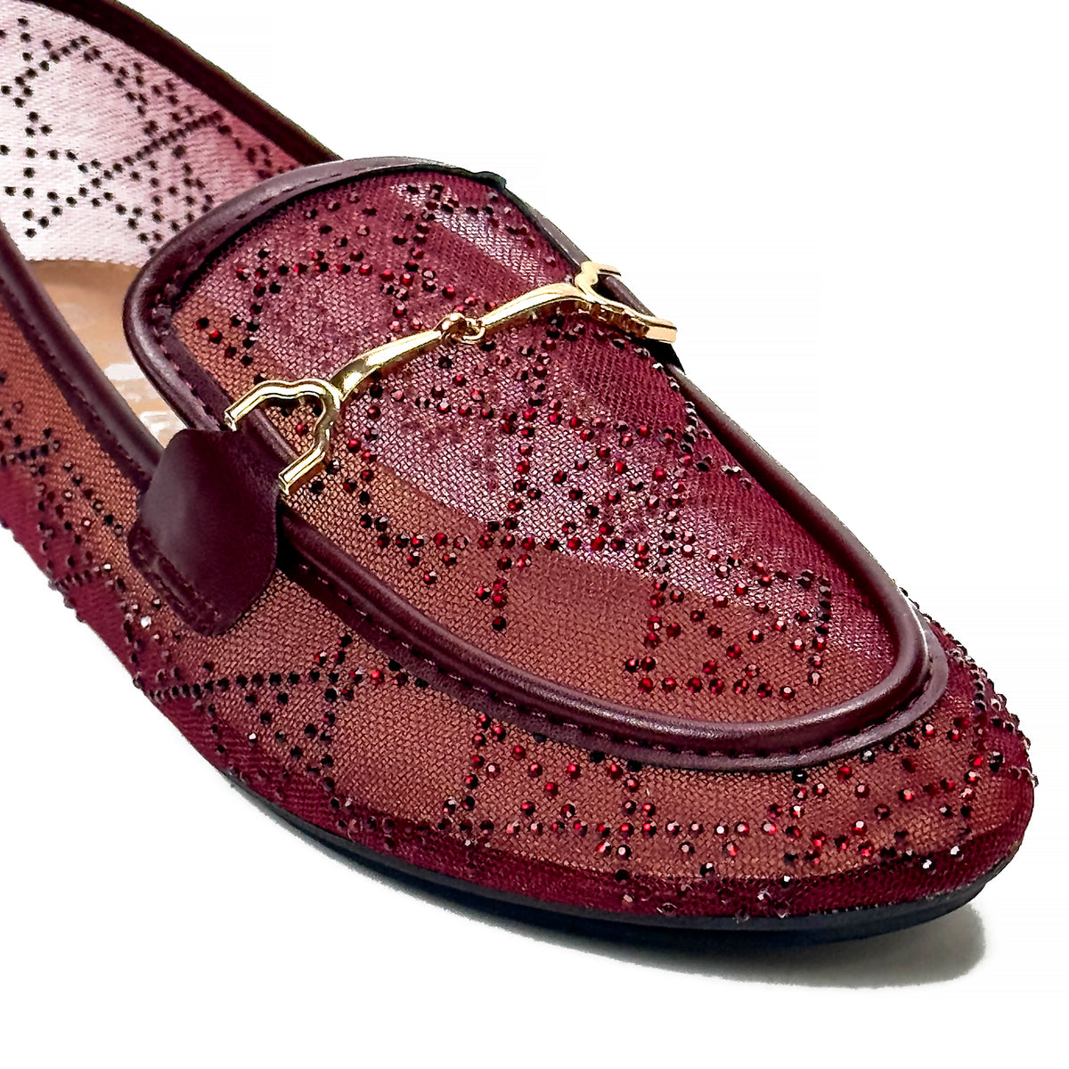 Mocassins Transparents en Mesh à Strass