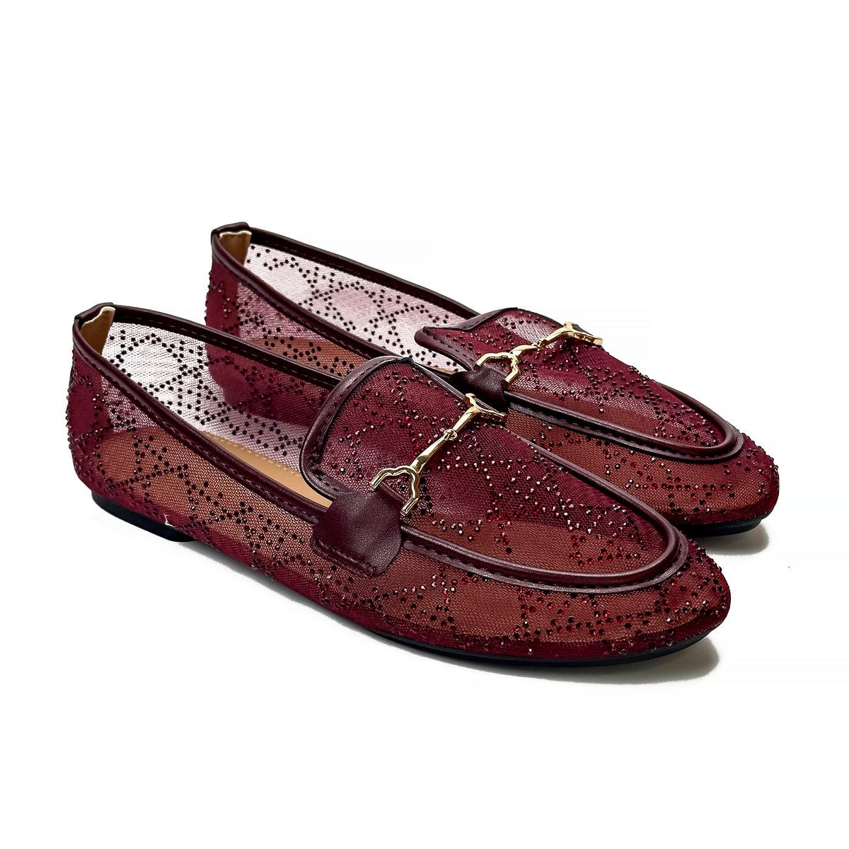 Mocassins Transparents en Mesh à Strass
