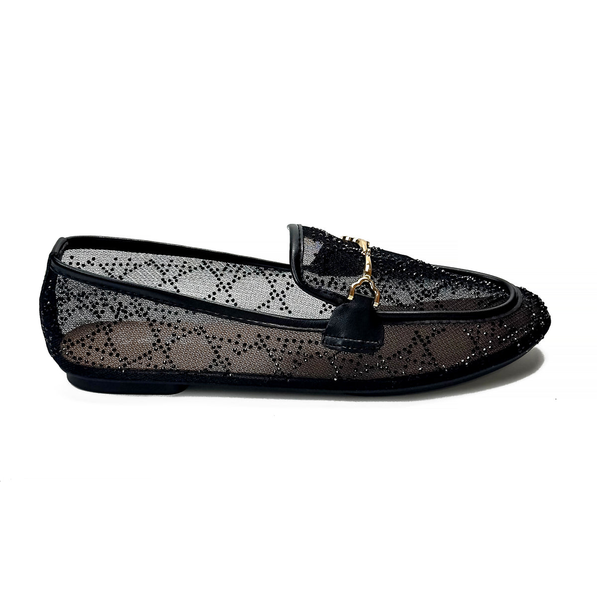 Mocassins Transparents en Mesh à Strass