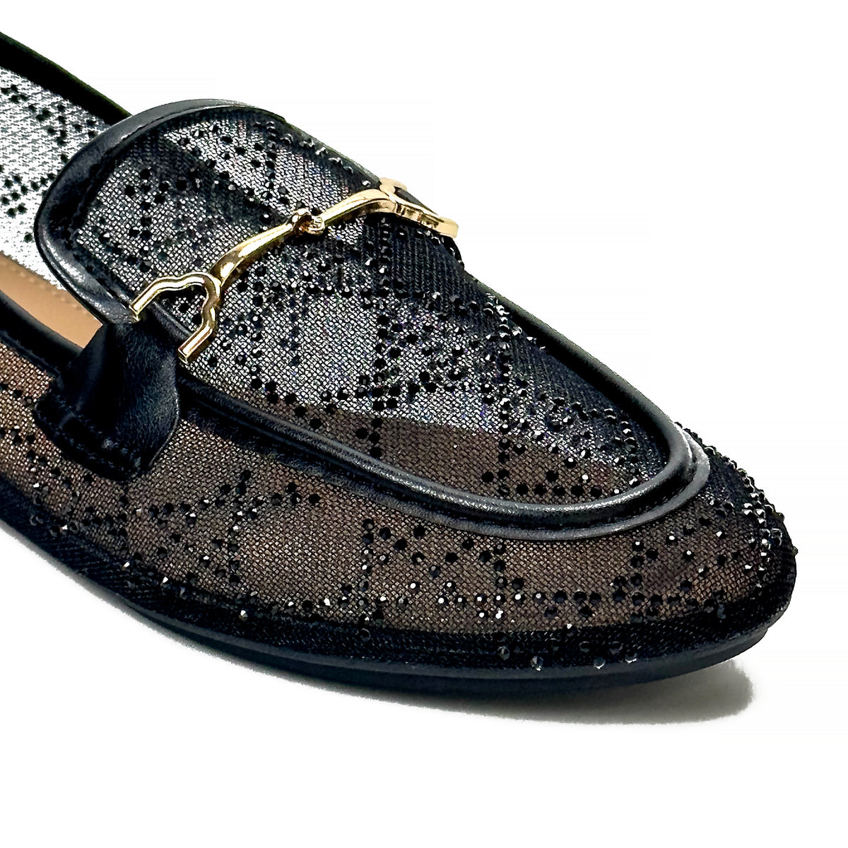 Mocassins Transparents en Mesh à Strass