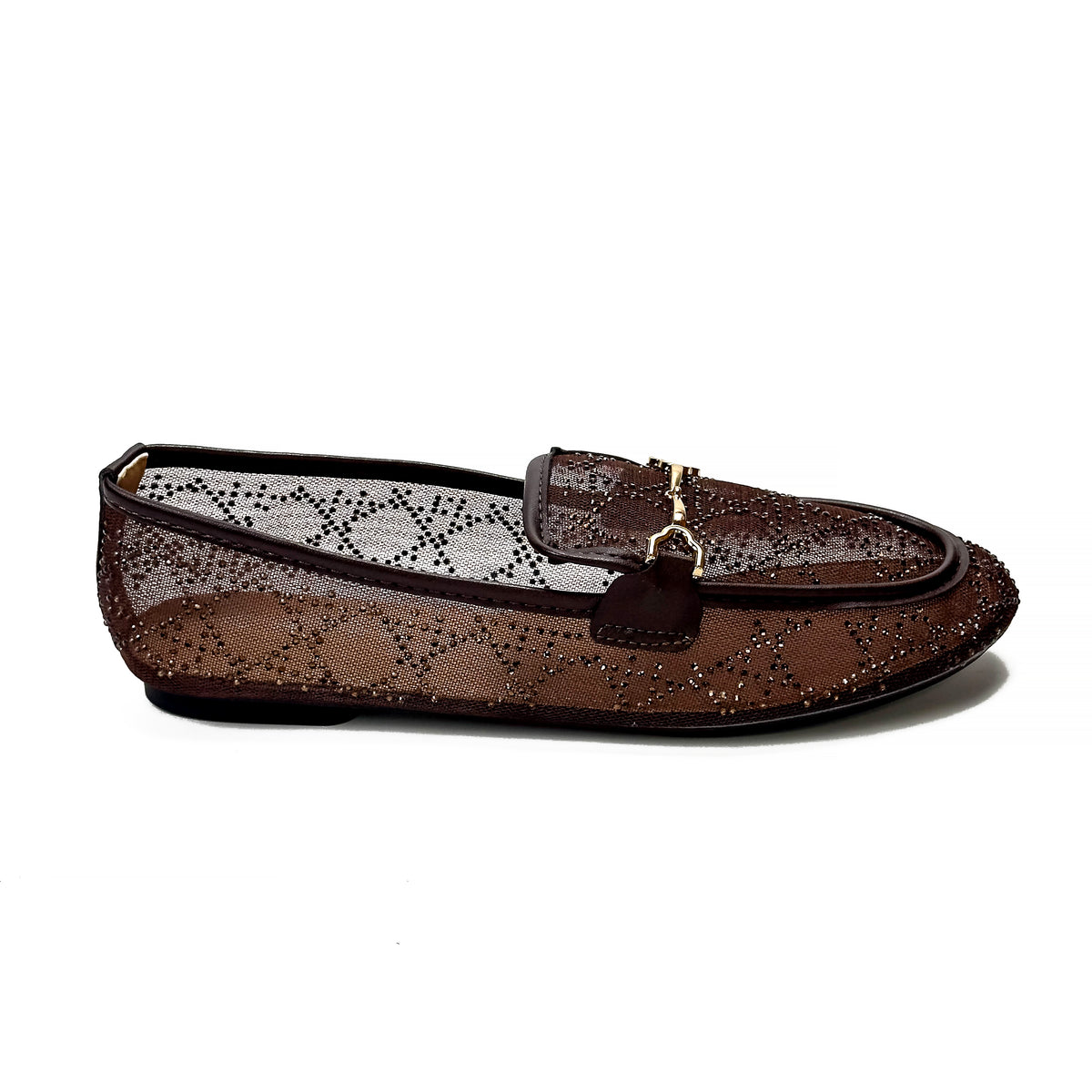 Mocassins Transparents en Mesh à Strass