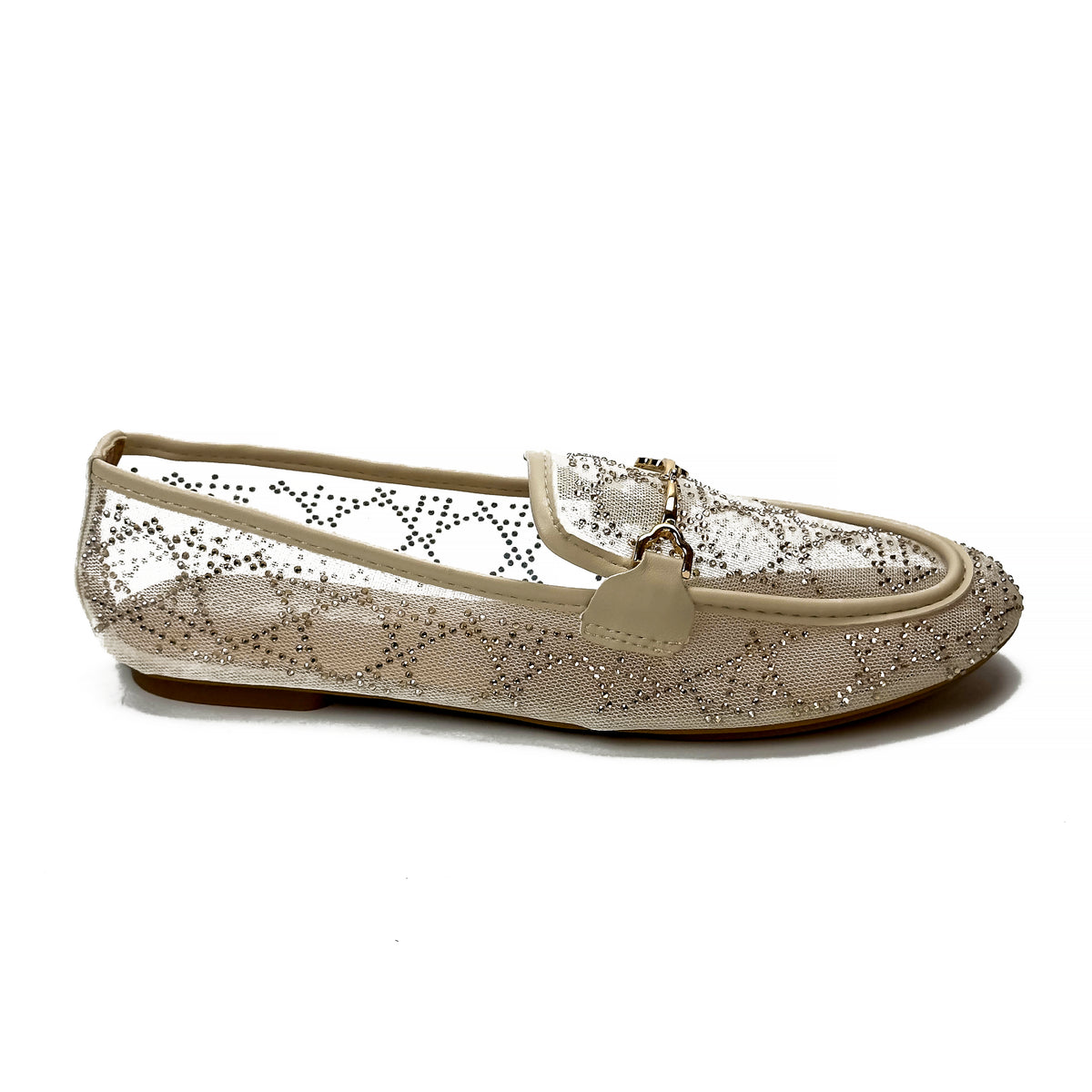 Mocassins Transparents en Mesh à Strass