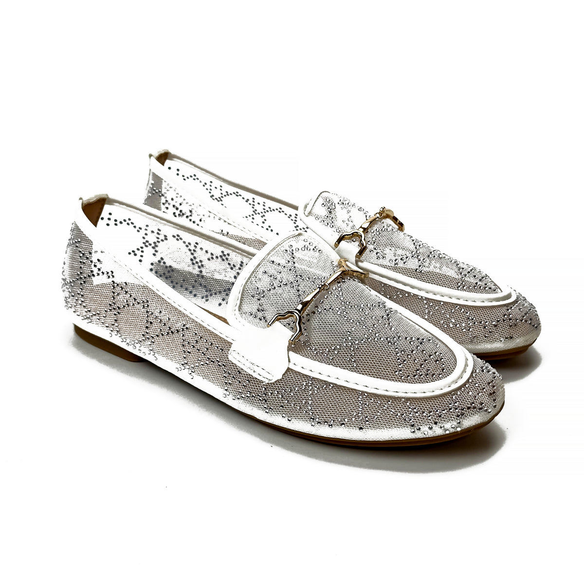 Mocassins Transparents en Mesh à Strass