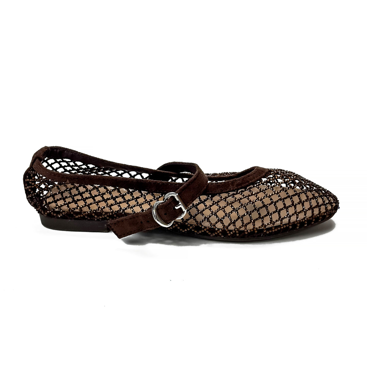 Ballerines Mary Jane en Mesh à Strass