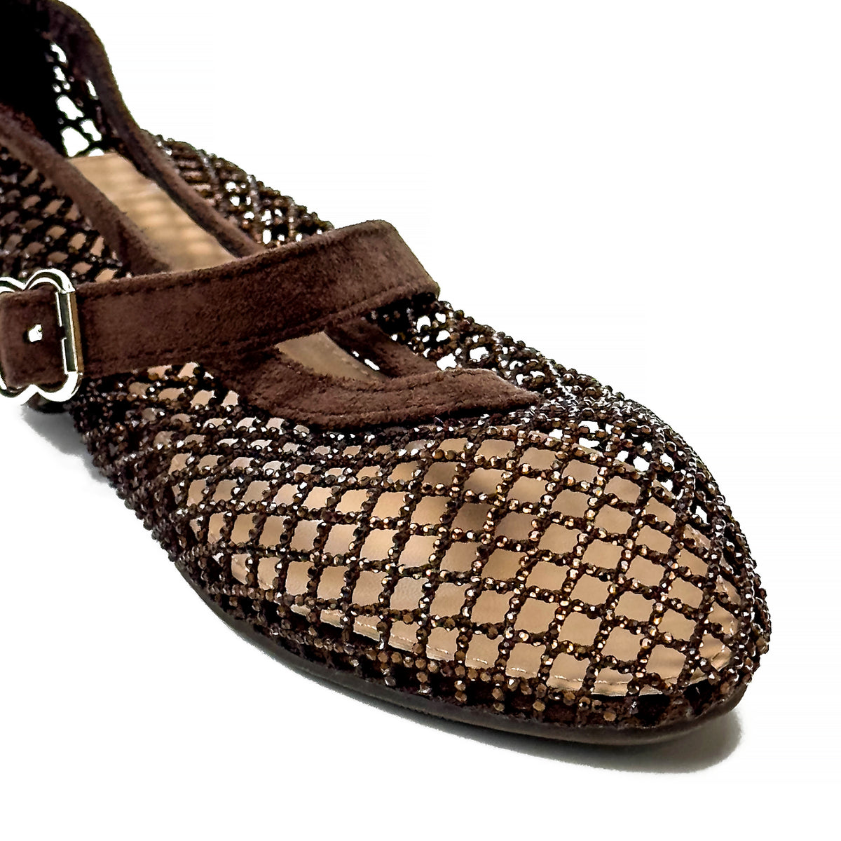 Ballerines Mary Jane en Mesh à Strass