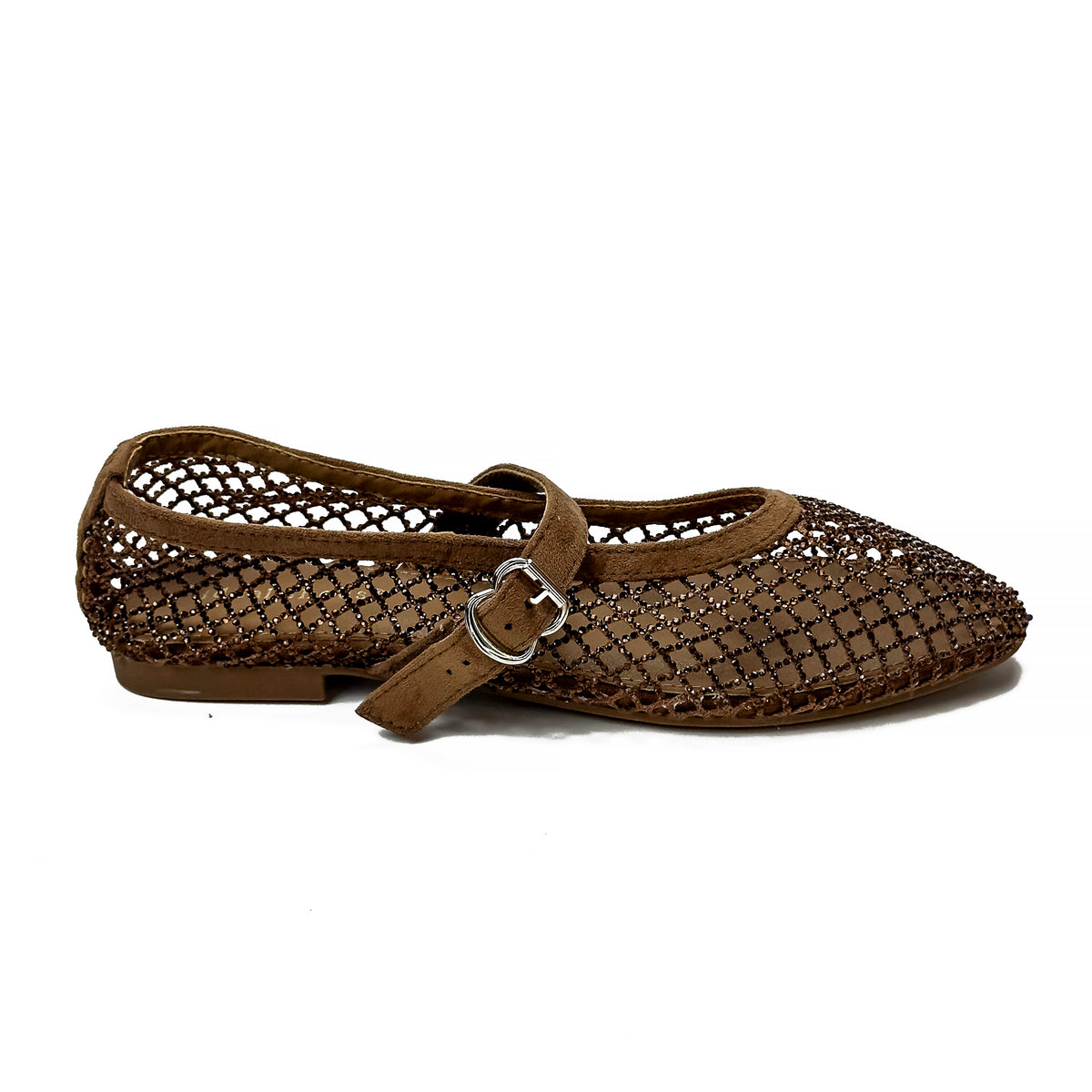 Ballerines Mary Jane en Mesh à Strass