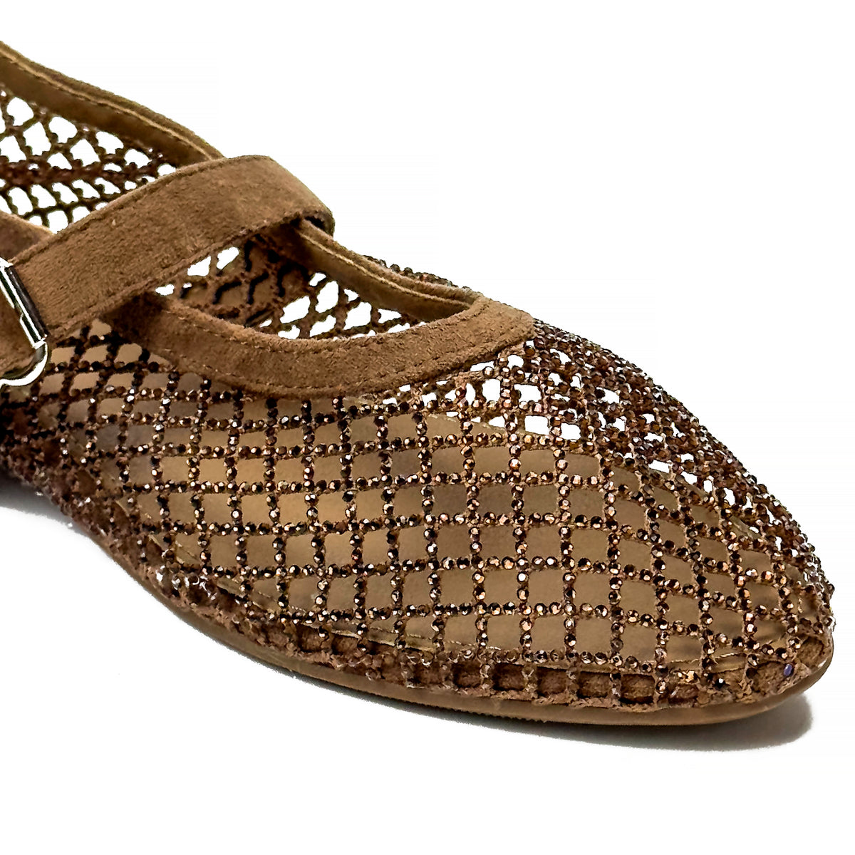 Ballerines Mary Jane en Mesh à Strass