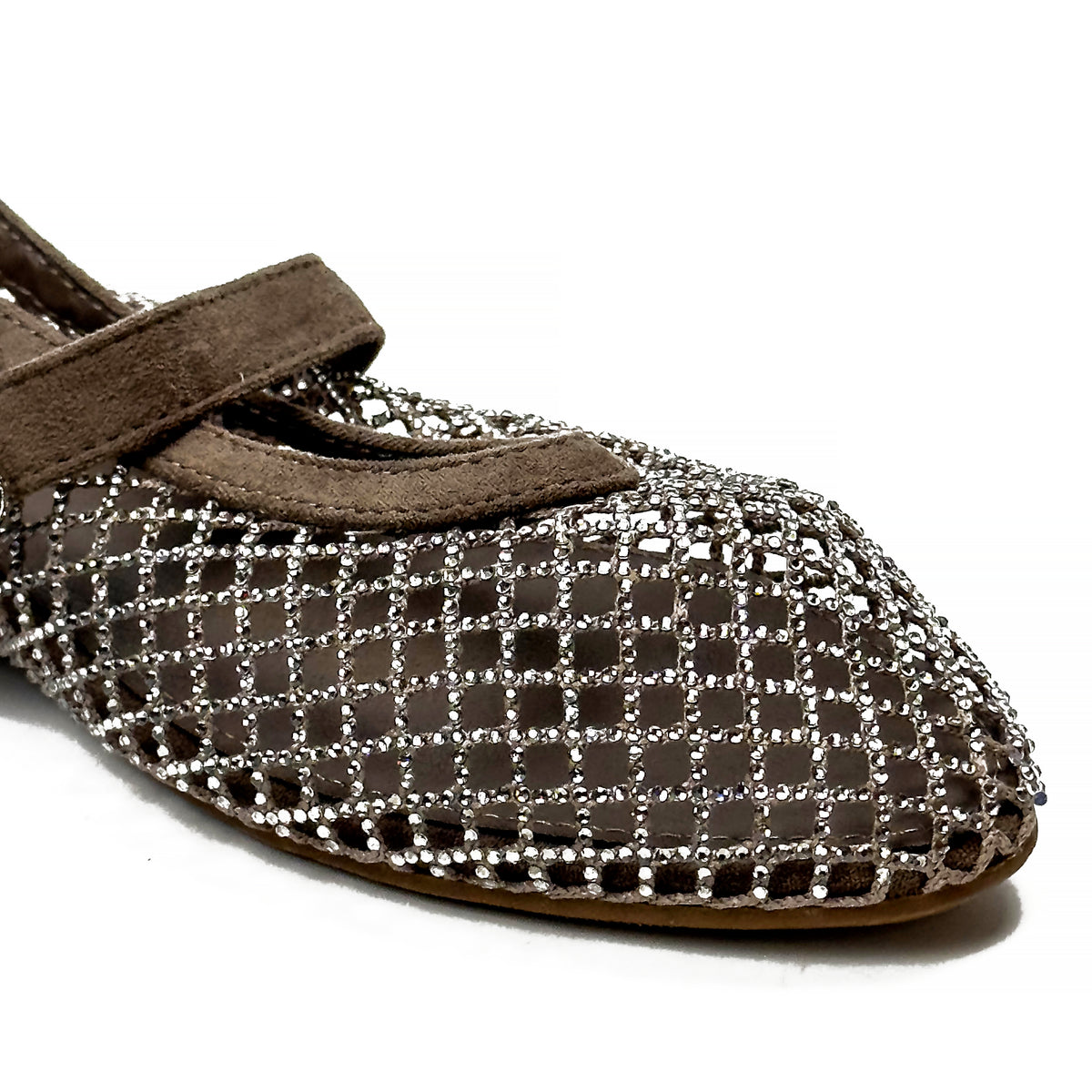 Ballerines Mary Jane en Mesh à Strass