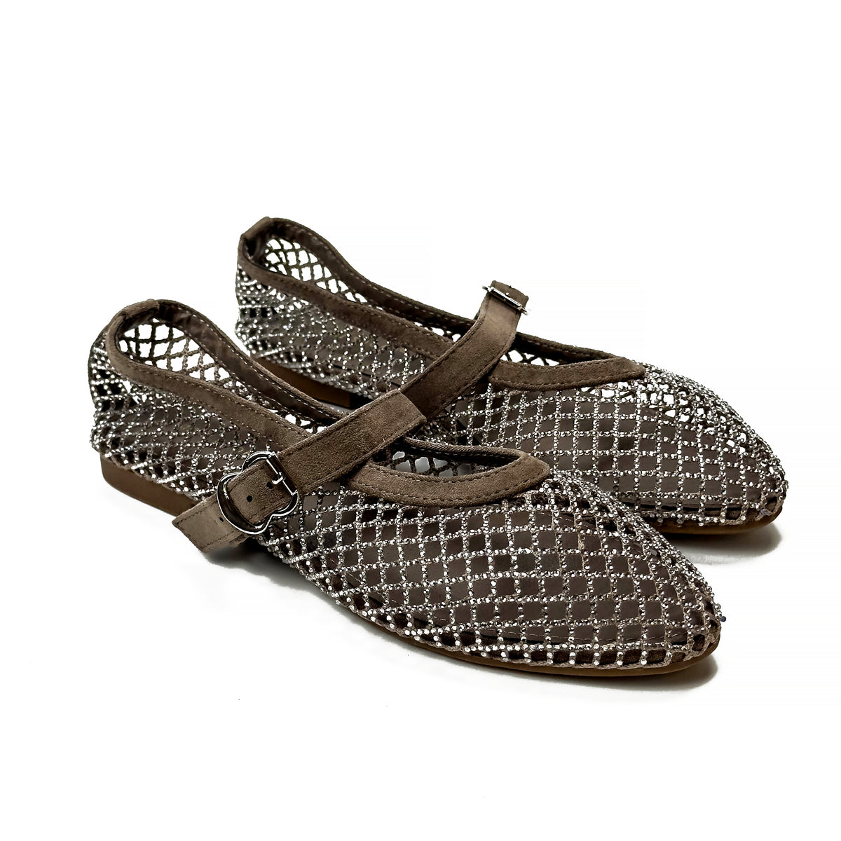 Ballerines Mary Jane en Mesh à Strass