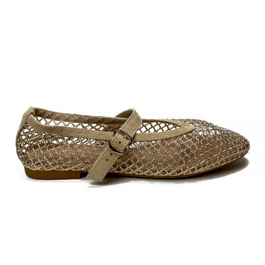 Ballerines Mary Jane en Mesh à Strass