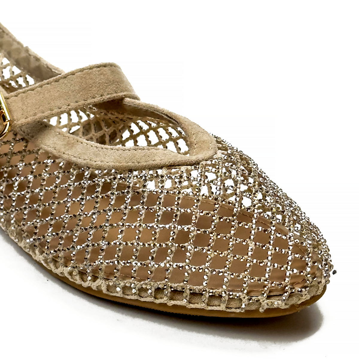 Ballerines Mary Jane en Mesh à Strass