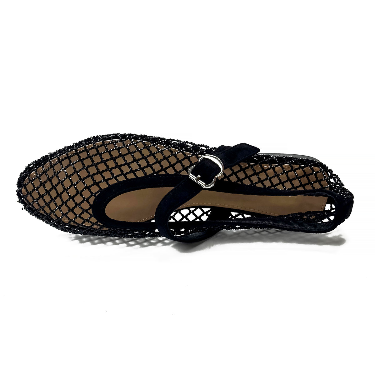 Ballerines Mary Jane en Mesh à Strass