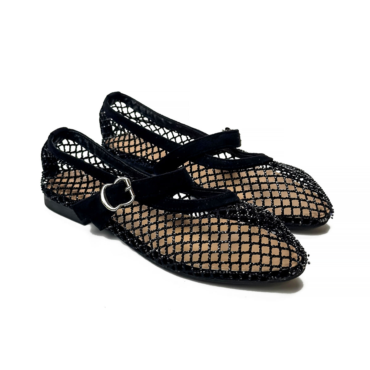 Ballerines Mary Jane en Mesh à Strass