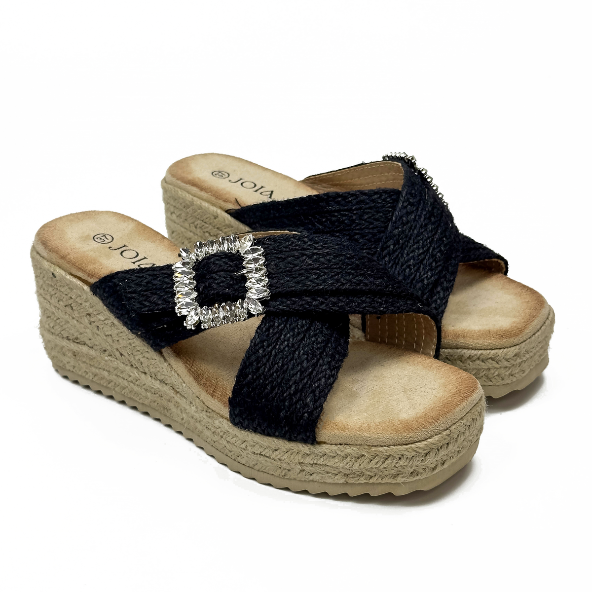 Sandales Compensées Mules Bohème & Strass