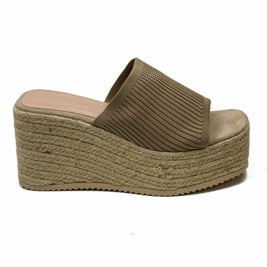 Sandales Compensées Style Espadrille en Maille Extensible et Jute