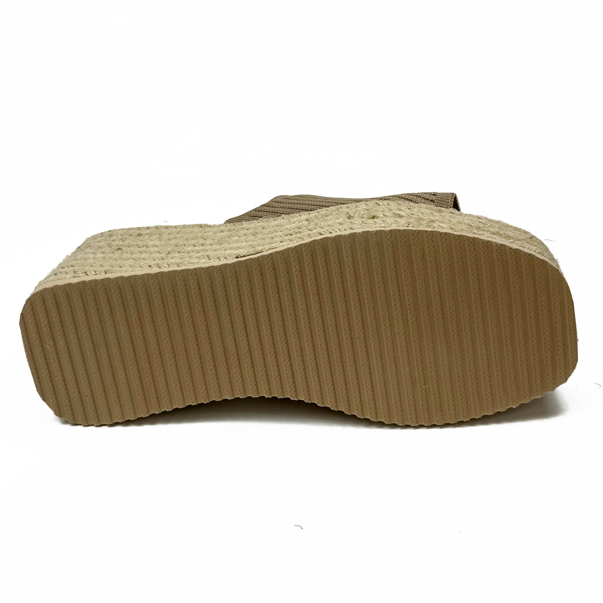 Sandales Compensées Style Espadrille en Maille Extensible et Jute