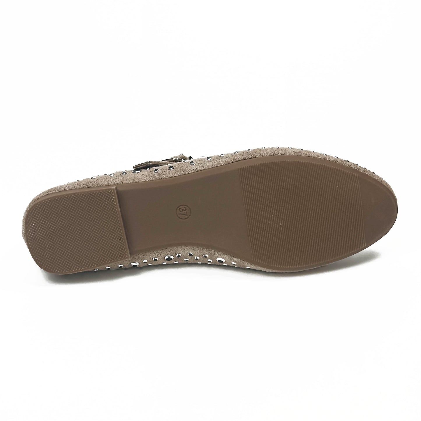 Ballerines Salomés Style Mary Jane en Suède Serties de Strass Brillants