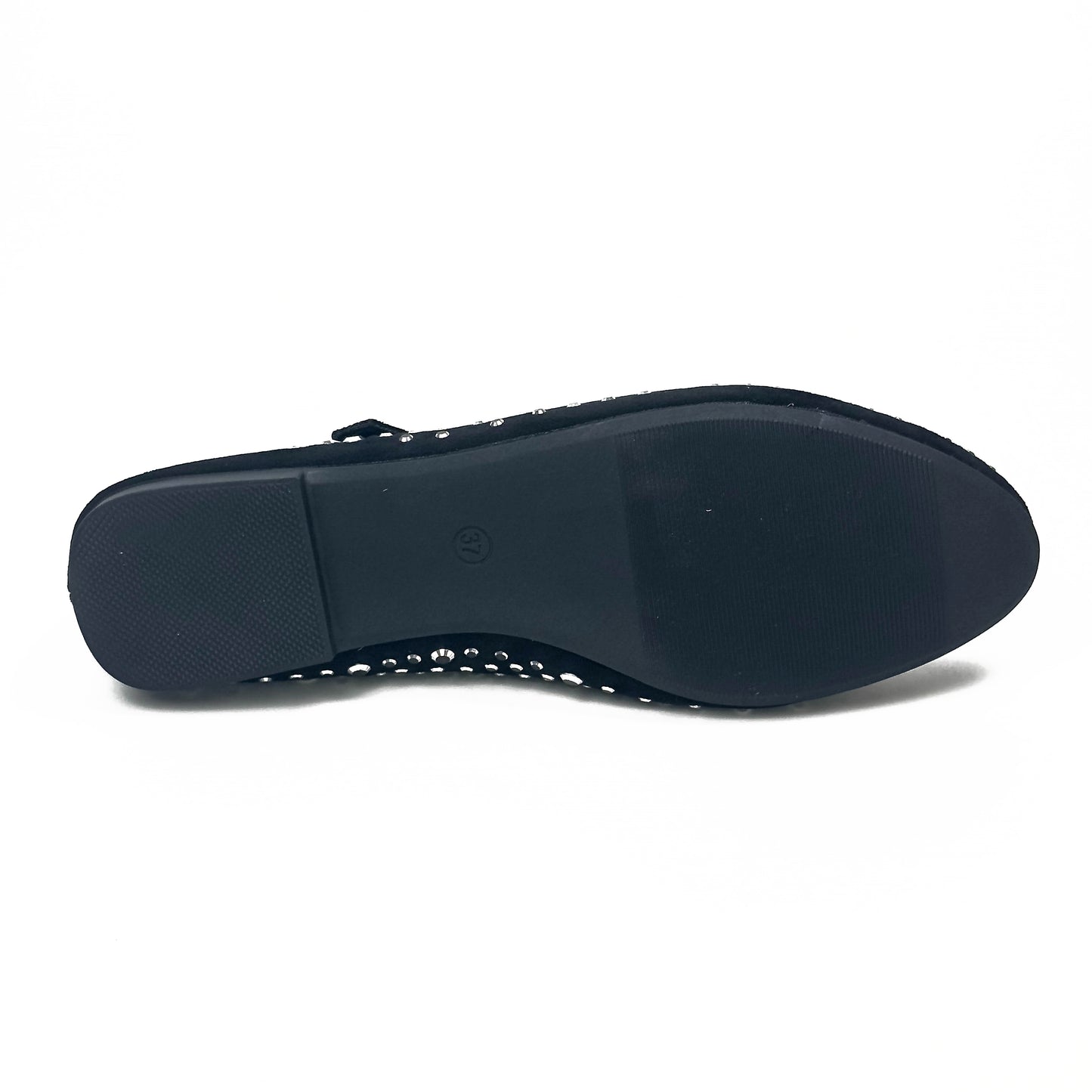 Ballerines Salomés Style Mary Jane en Suède Serties de Strass Brillants