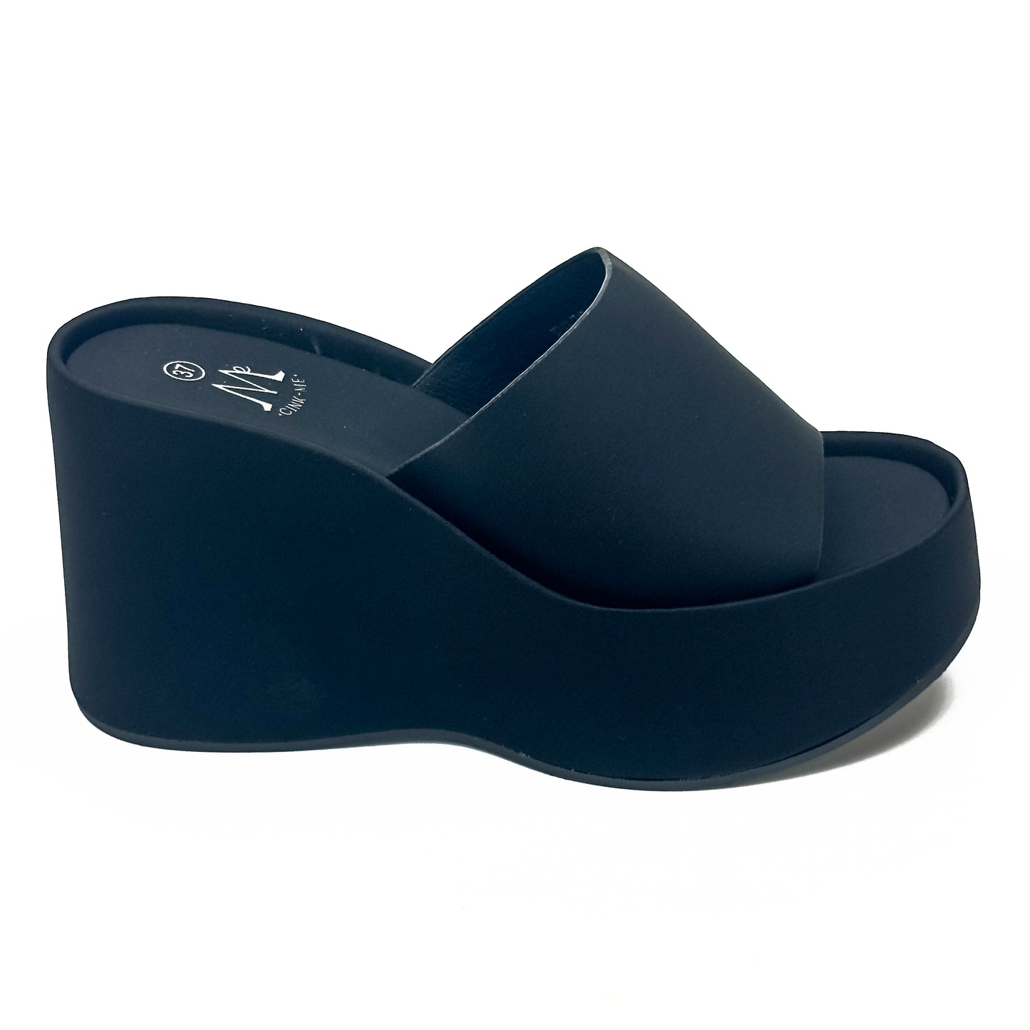 S Compensées à Semelle Plateforme Style Y2K en Faux Cuir Smooth