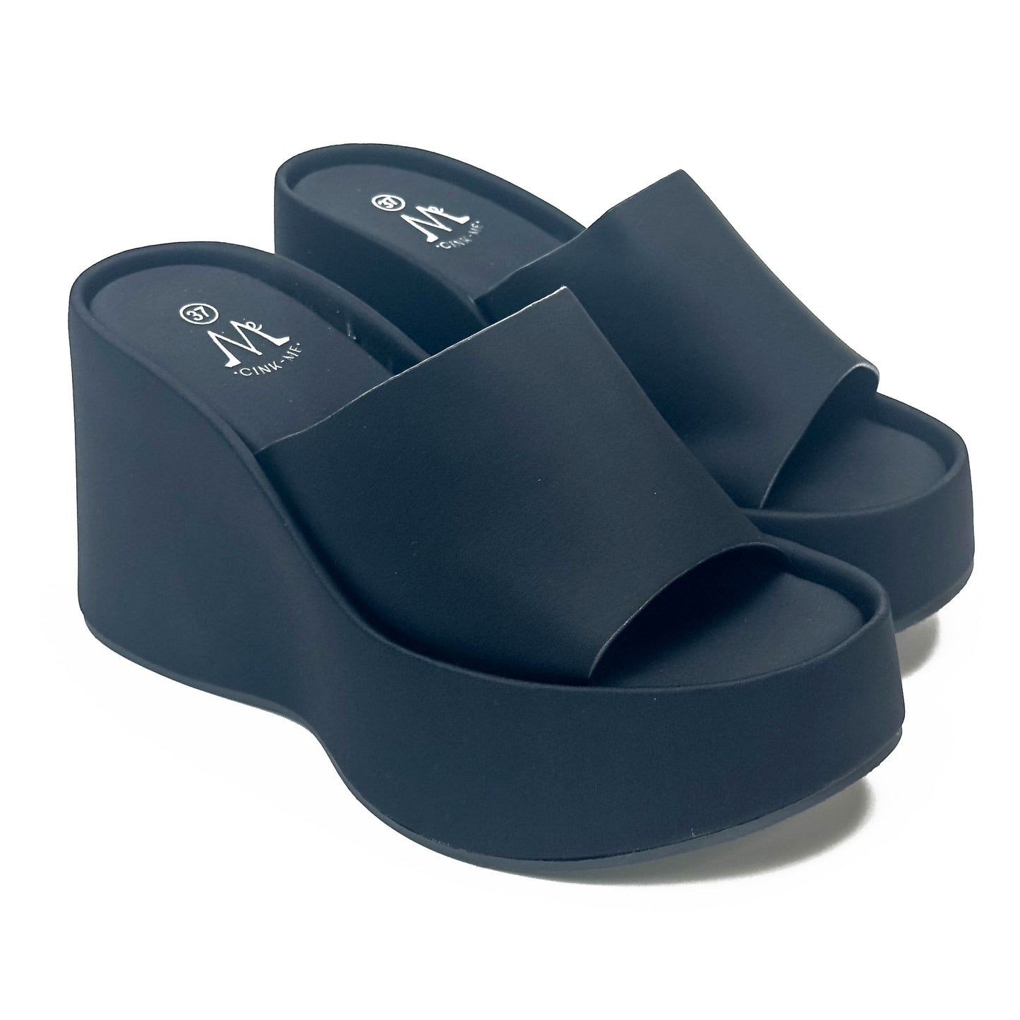 S Compensées à Semelle Plateforme Style Y2K en Faux Cuir Smooth