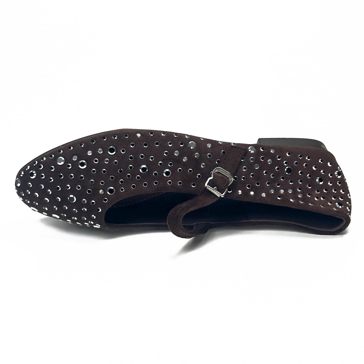 Ballerines Mary Jane femme à strass bordeaux, vue de dessus – SELEX