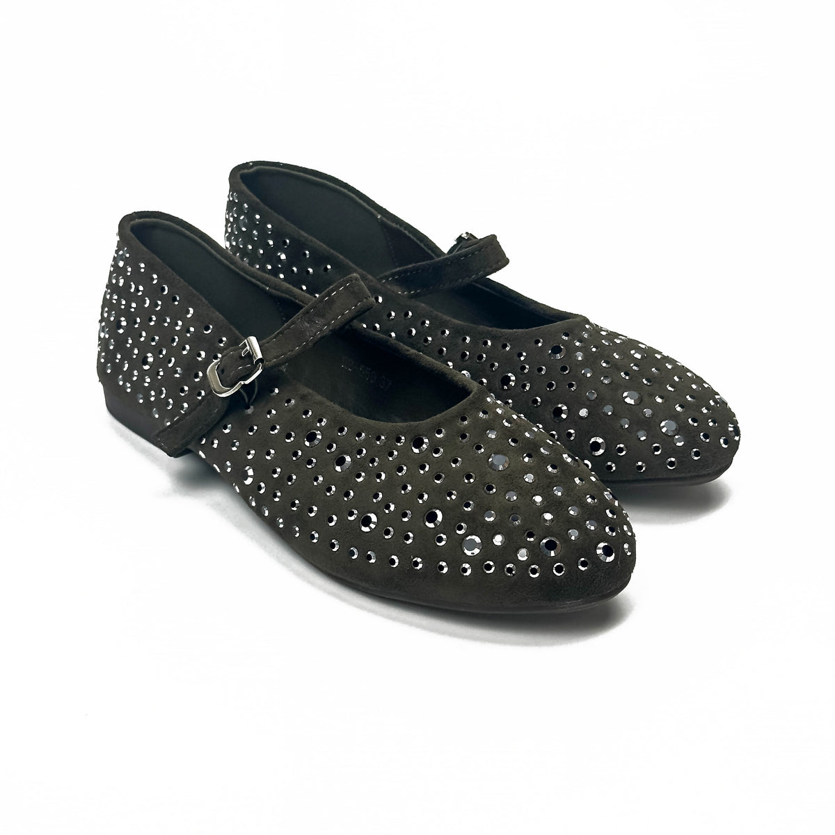 Ballerines Mary Jane femme à strass gris foncé – SELEX