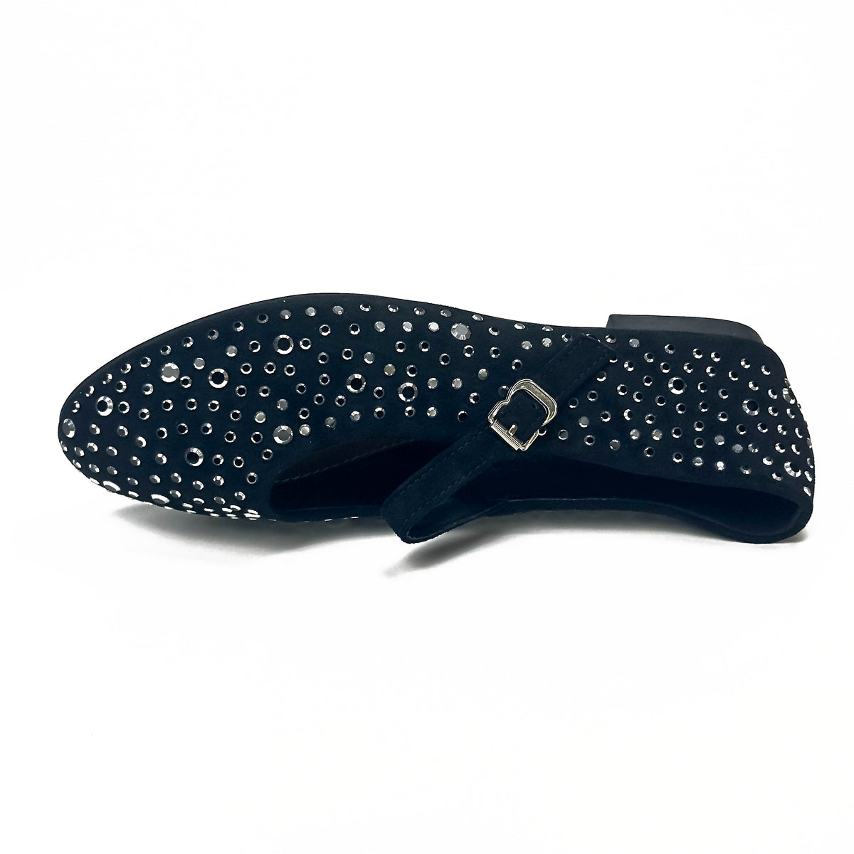Ballerines Mary Jane femme à strass noir, vue de dessus – SELEX
