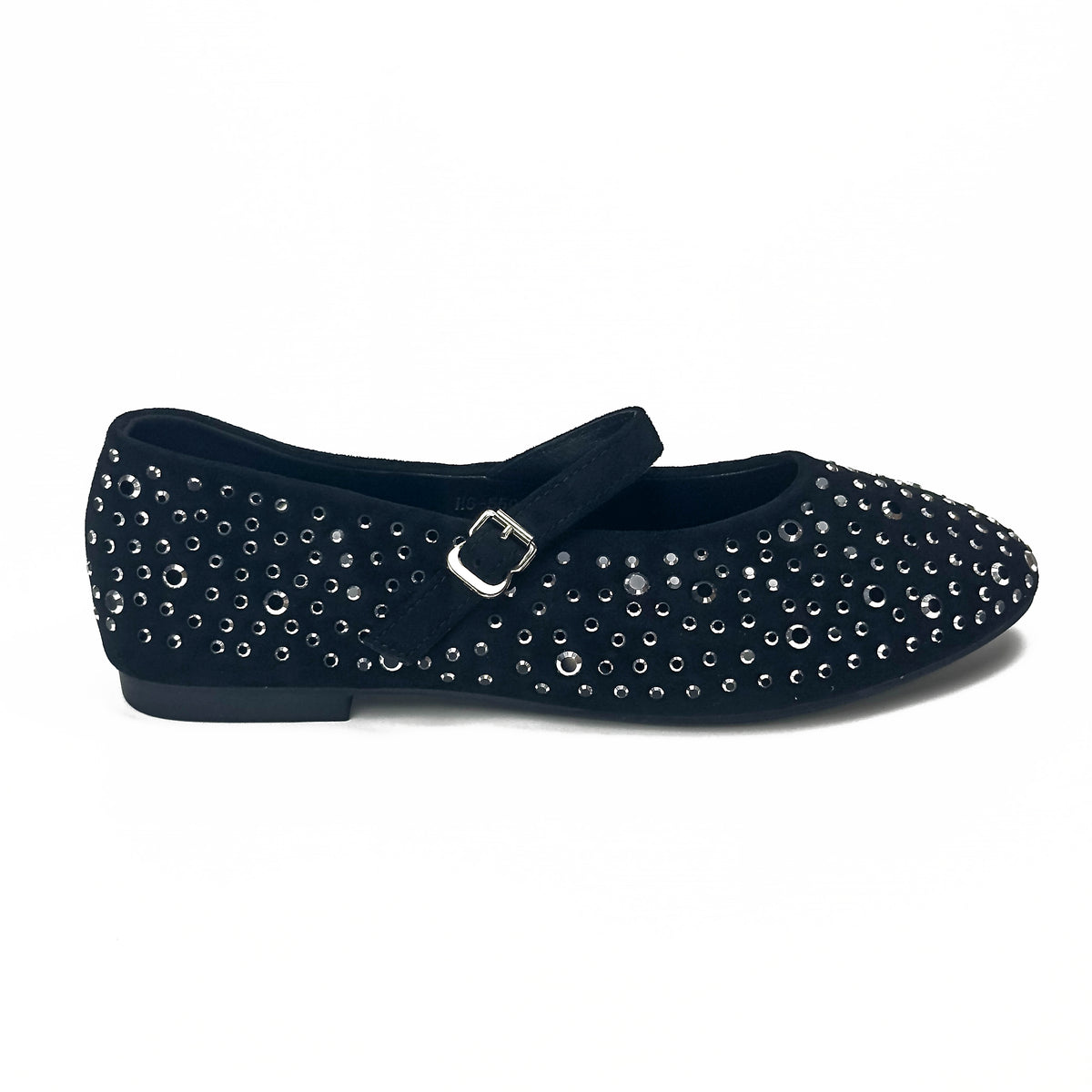 Ballerines Mary Jane femme à strass noir, vue de profil – SELEX