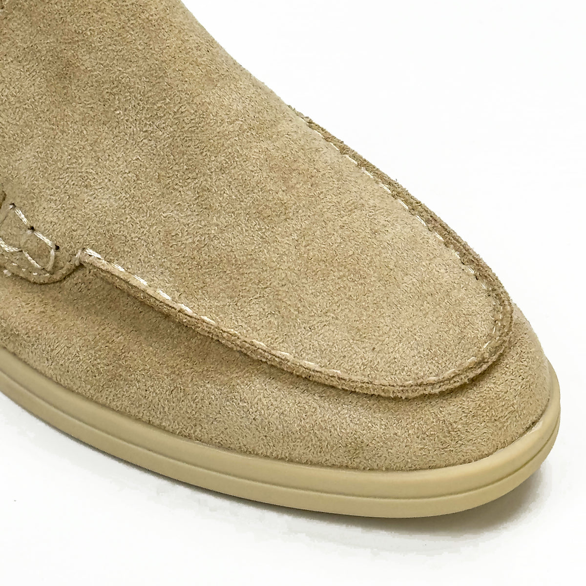 Mocassins femme aspect daim beige clair, vue de détail – SELEX