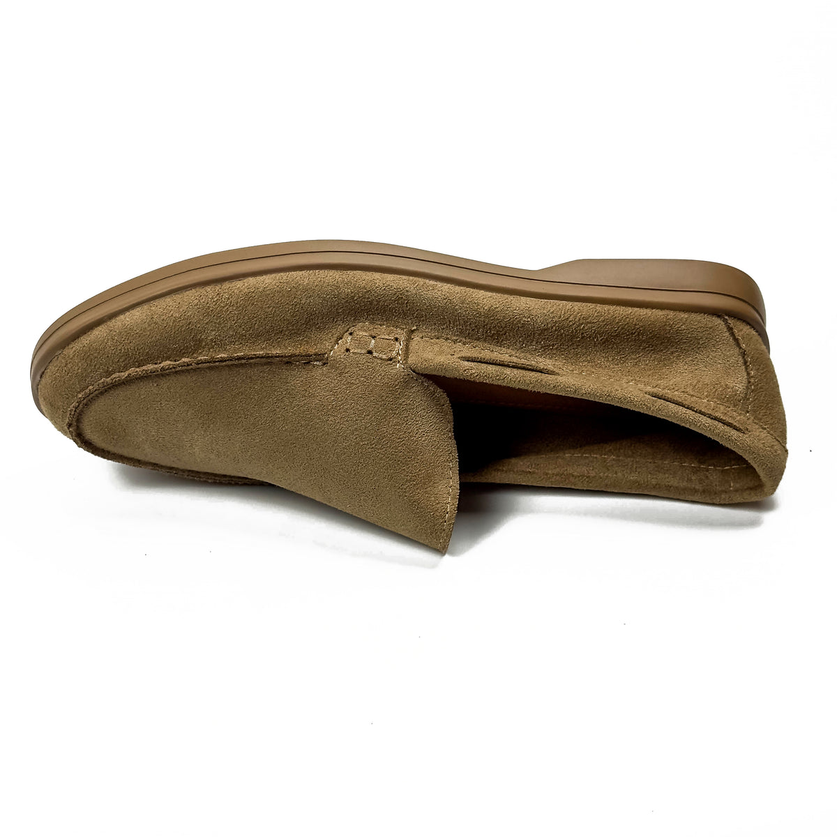 Mocassins femme aspect daim camel, vue de dessus – SELEX