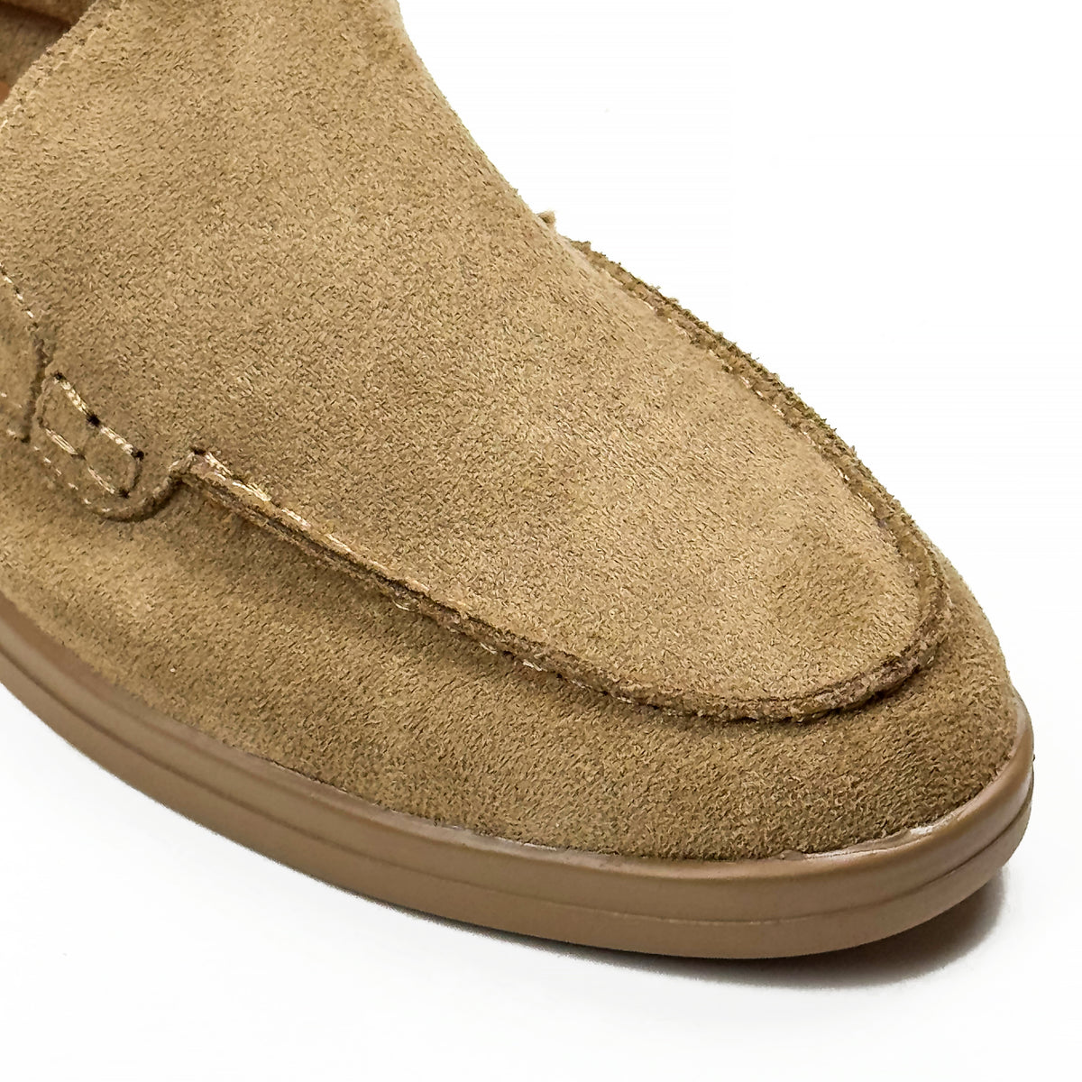 Mocassins femme aspect daim camel, vue de détail – SELEX